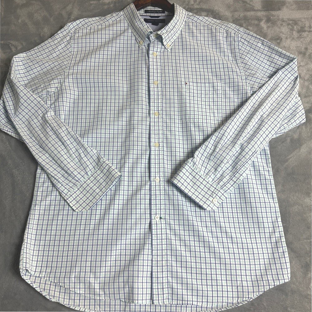 Tommy Hilfiger Men's XL Long Sleeve Button down Preppy Oxford Collared Academia